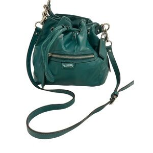 VTG Y2K Coach Daisy Purse Jade green Leather Drawstring Bucket Crossbody Bag
